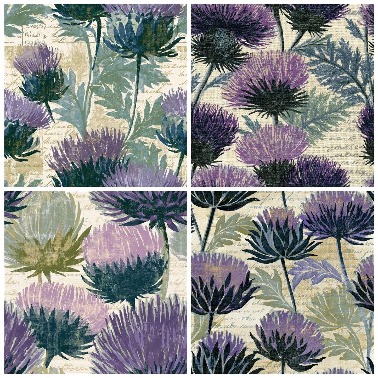Indian Block Thistle Lilac Sage Seamless Digital Paper Pack (DDD015529)