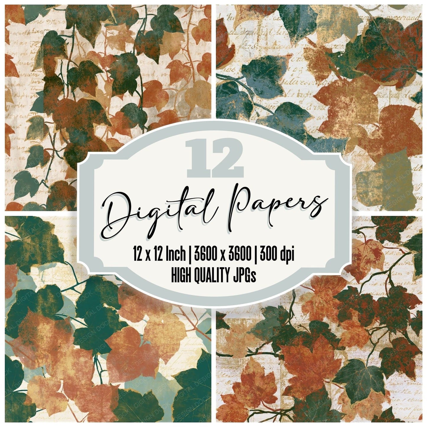 Infrared Ivy Rust Ochre Seamless Digital Paper Pack (DDD015530)