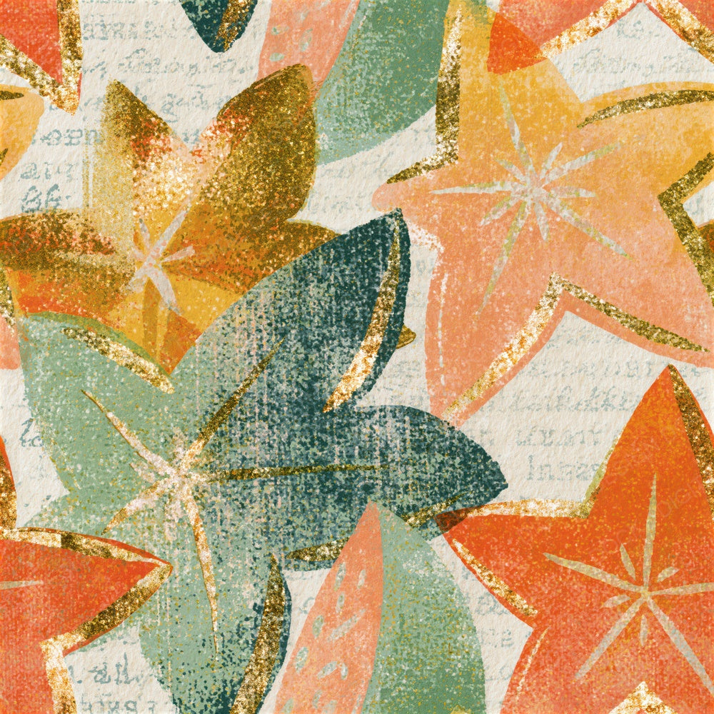Risograph Star Fruit Peach Mint Seamless Digital Paper Pack (DDD015539)
