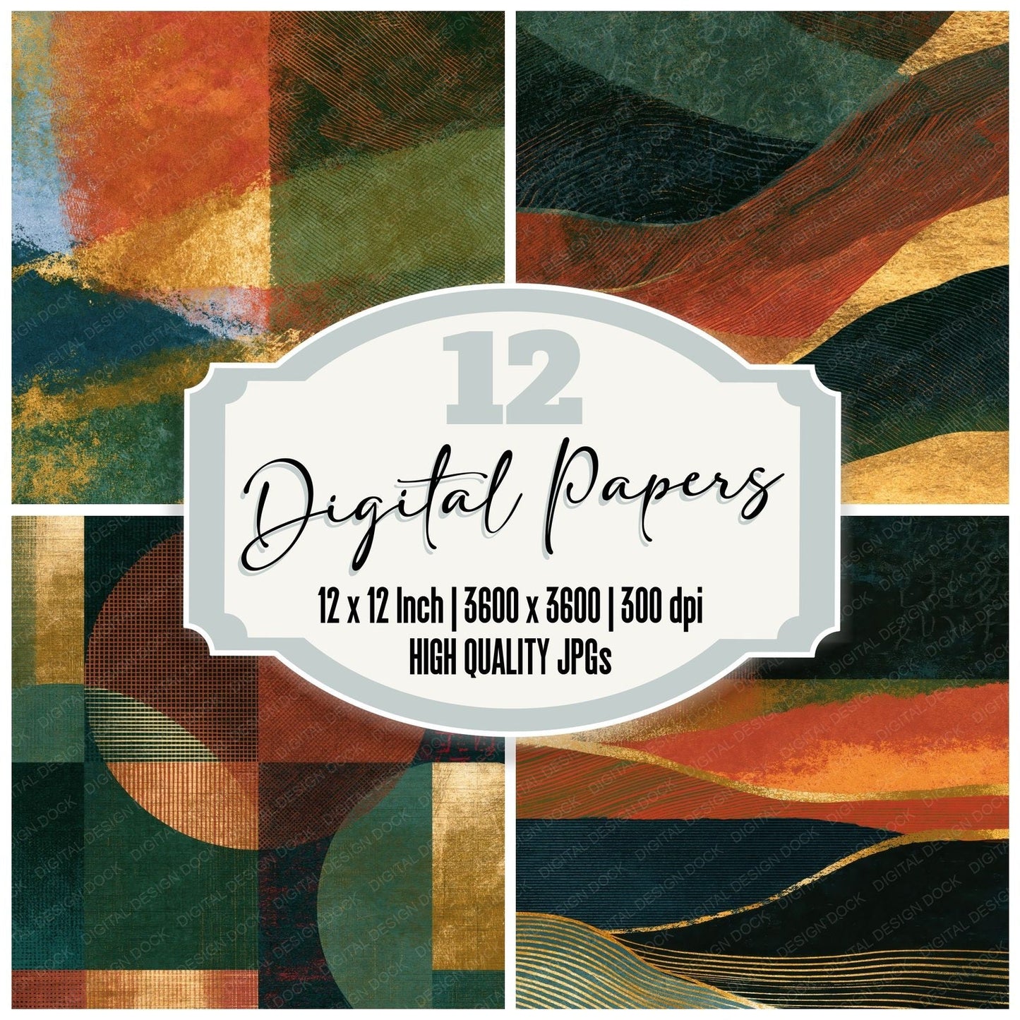 Engraving Cinnamon Moss Tonal Digital Paper Pack (DDD015552)