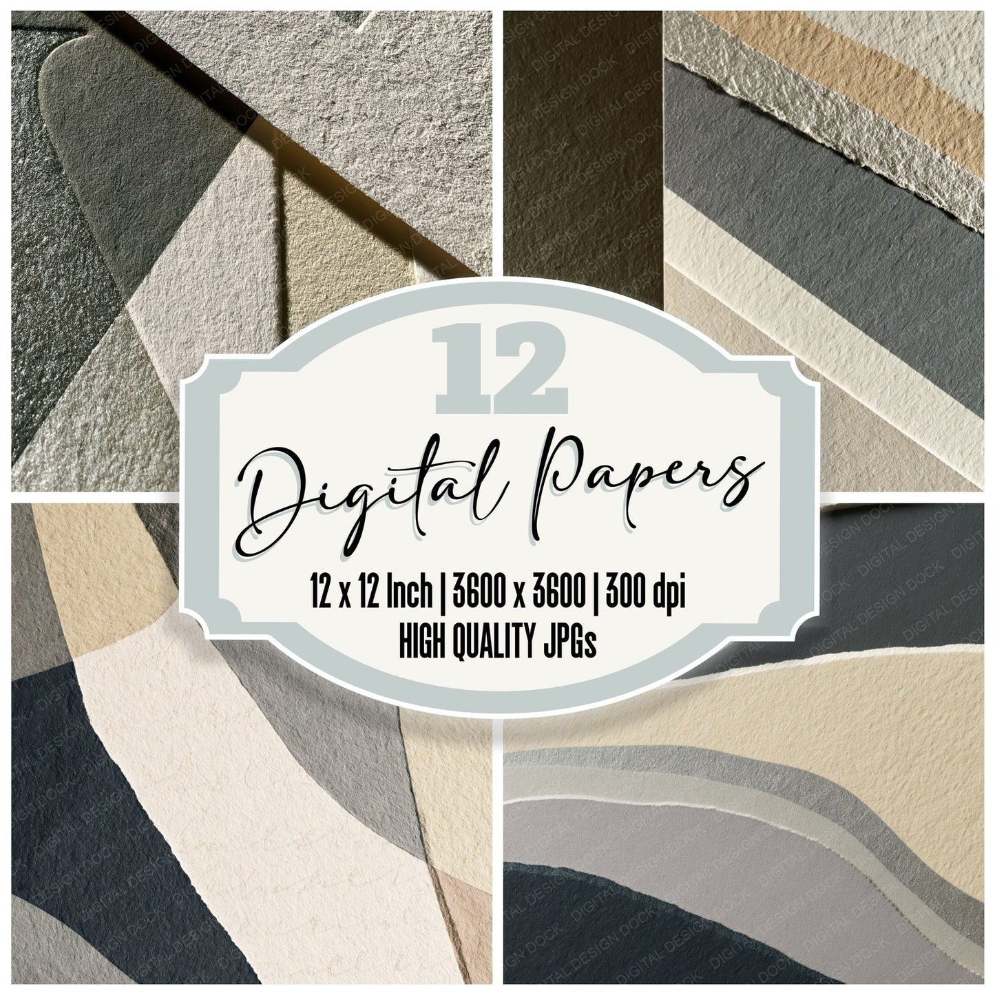 Letterpress Oyster Storm Grey Tonal Digital Paper Pack (DDD015554)