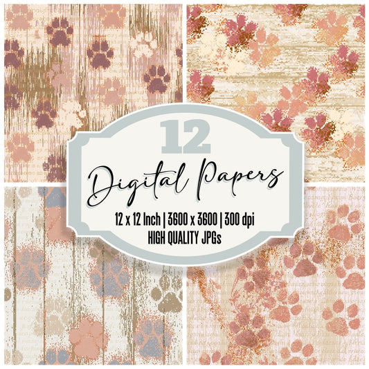 Pixel Paw Prints Blush Seamless Digital Paper Pack (DDD015558)