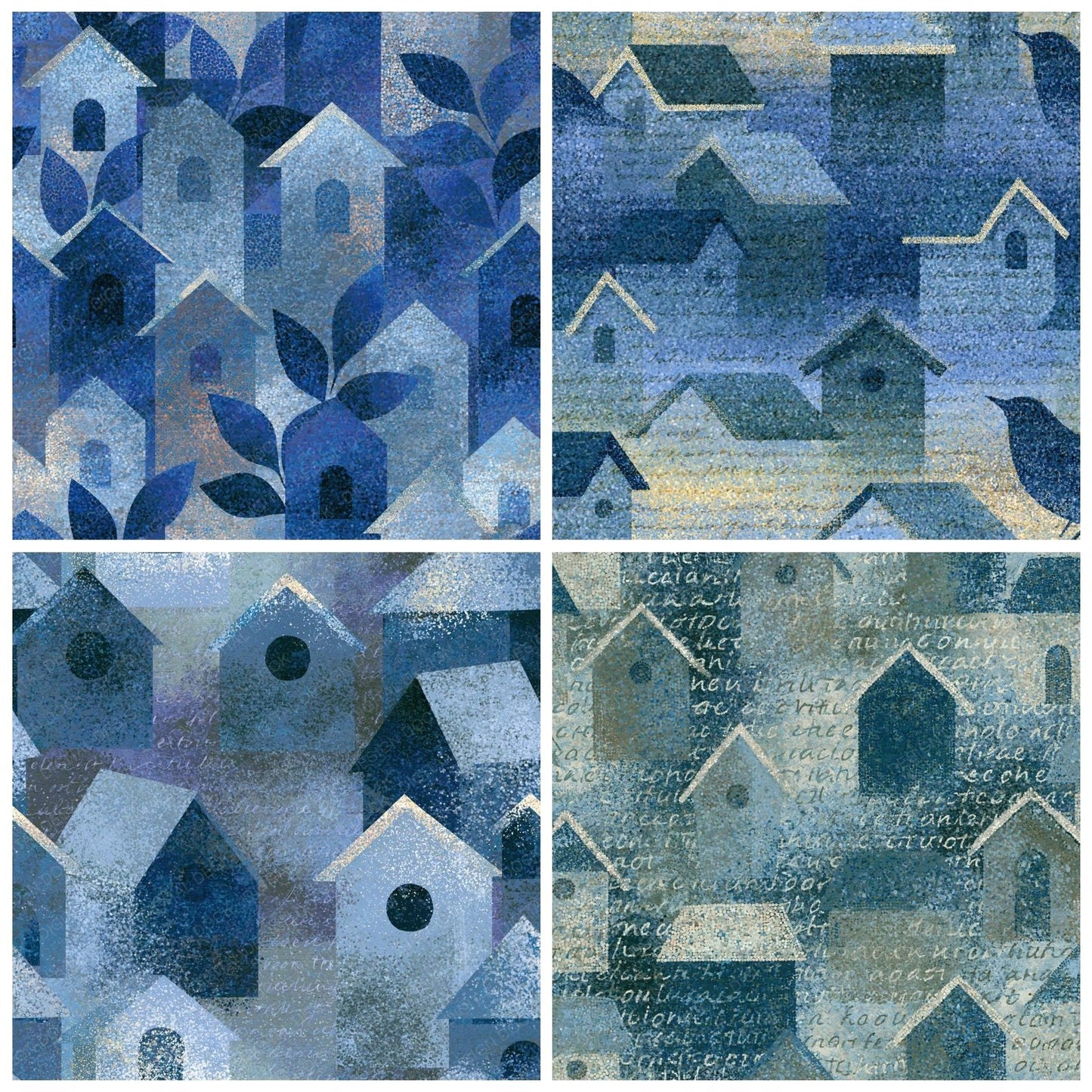 Pointillist Birdhouses Indigo Slate Digital Paper Pack (DDD015559)