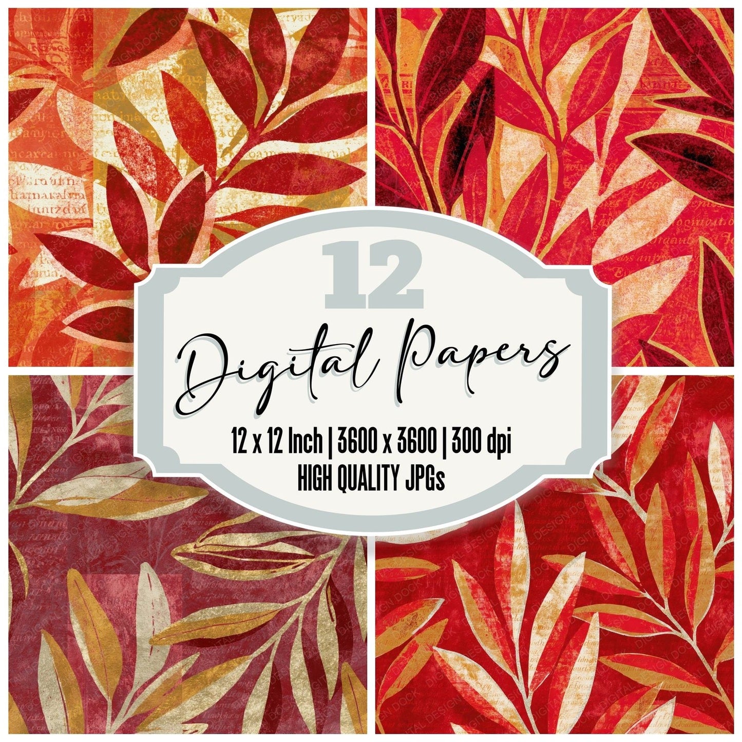 Layered Olive Branches Candy Cream Seamless Digital Paper Pack (DDD015566)