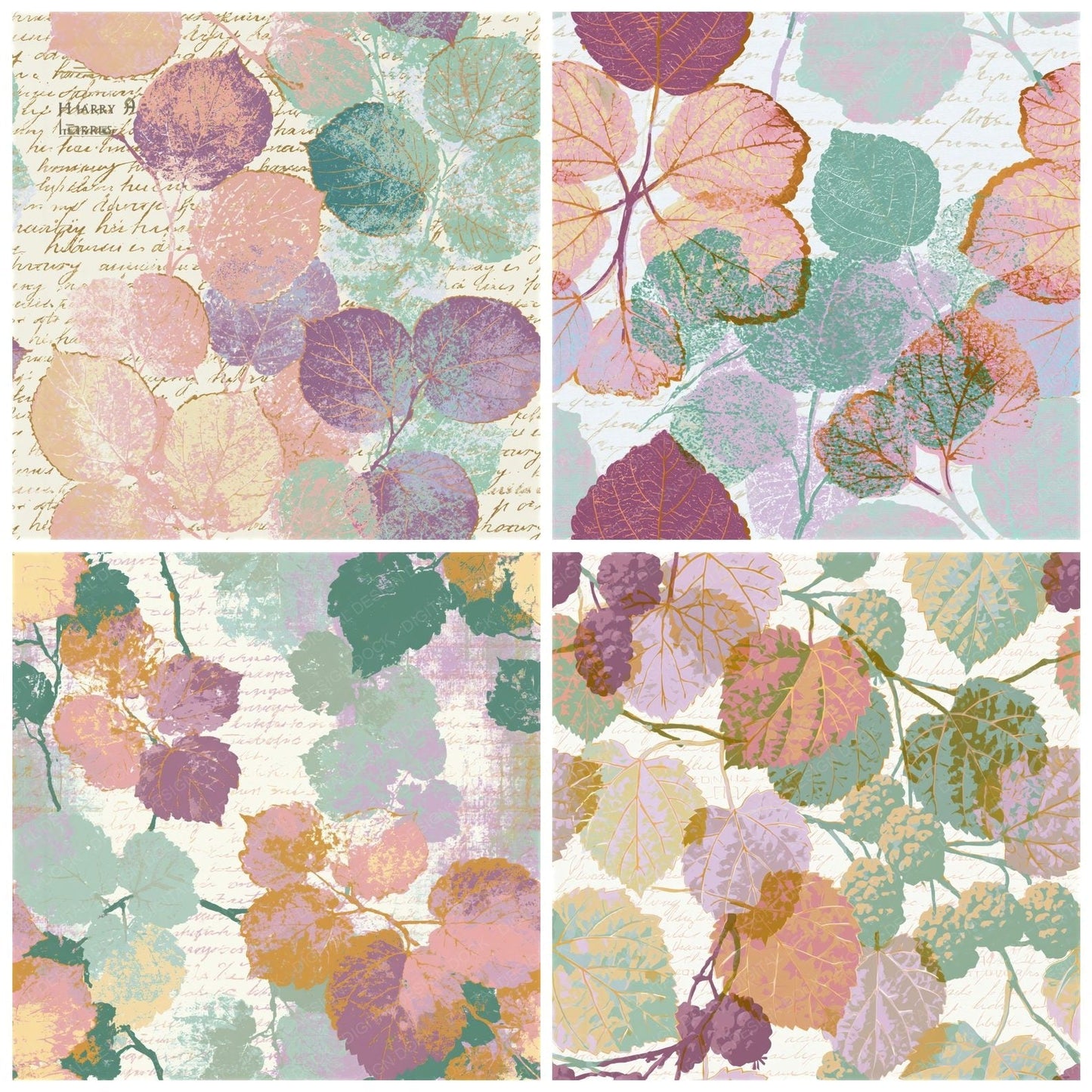 Screenprint Mulberry Mint Soft Pink Seamless Digital Paper Pack (DDD015577)