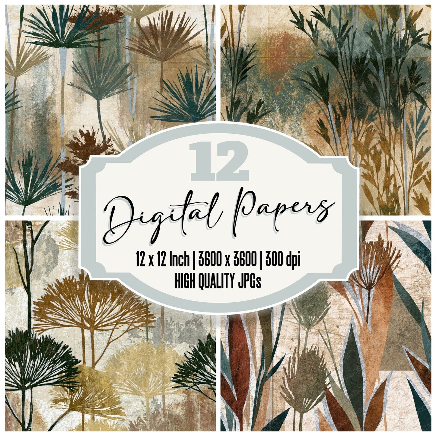 Lithograph Horsetails Moss Oat Seamless Digital Paper Pack (DDD015590)