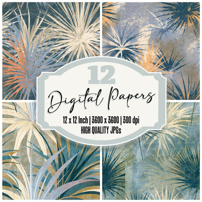 Risograph Air Plants Stone Bone Seamless Digital Paper Pack (DDD015593)