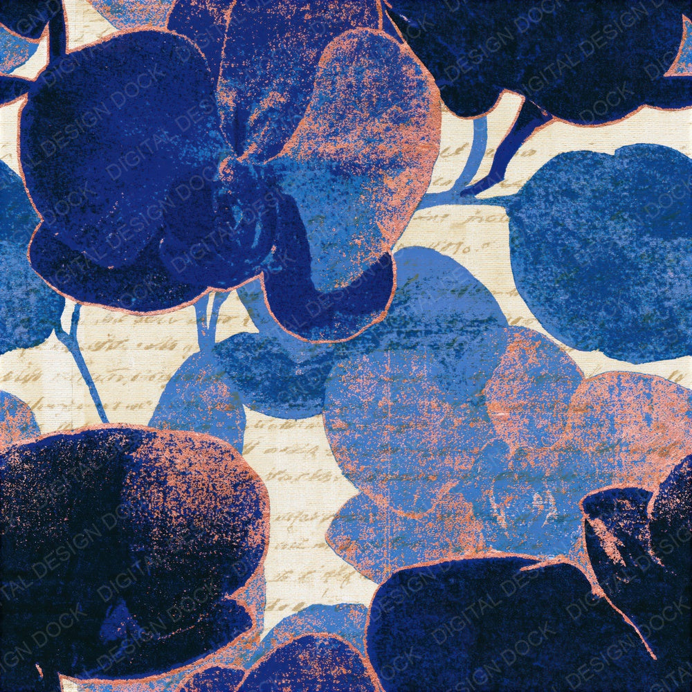 Risograph Orchids Denim Navy Seamless Digital Paper Pack (DDD015595)