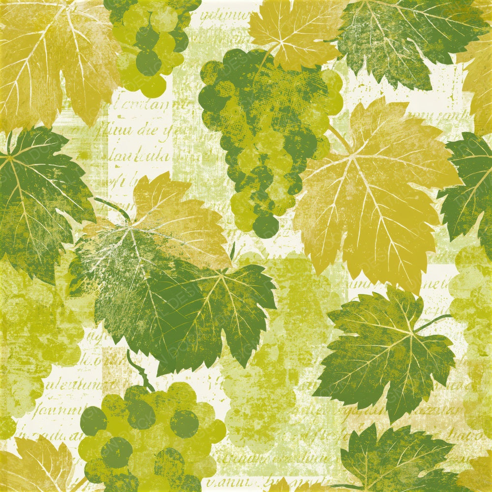 Woodblock Grape Clusters Olive Seamless Digital Paper Pack (DDD015600)