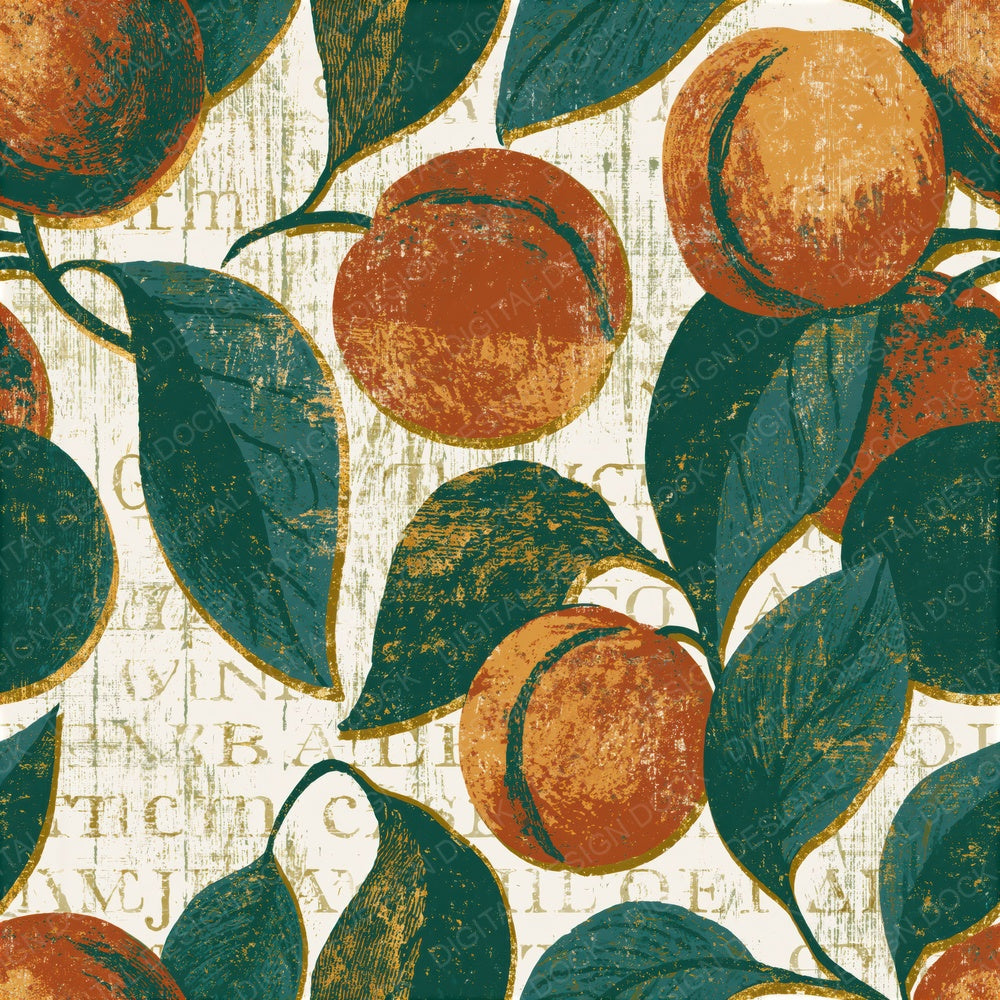 Woodcut Plums Rust Ochre Seamless Digital Paper Pack (DDD015603)