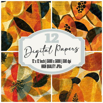 Layered Tropical Fruit Amber Cream Seamless Digital Paper Pack (DDD015607)