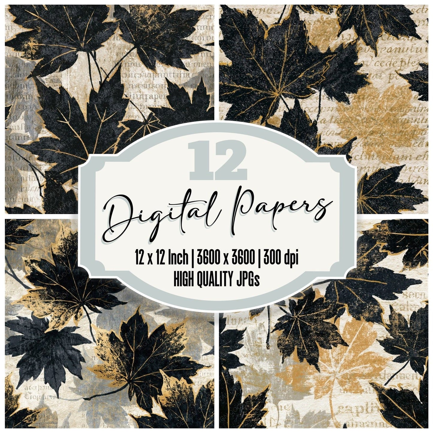 Lithograph Maple Leaves Bone Seamless Digital Paper Pack (DDD015608)
