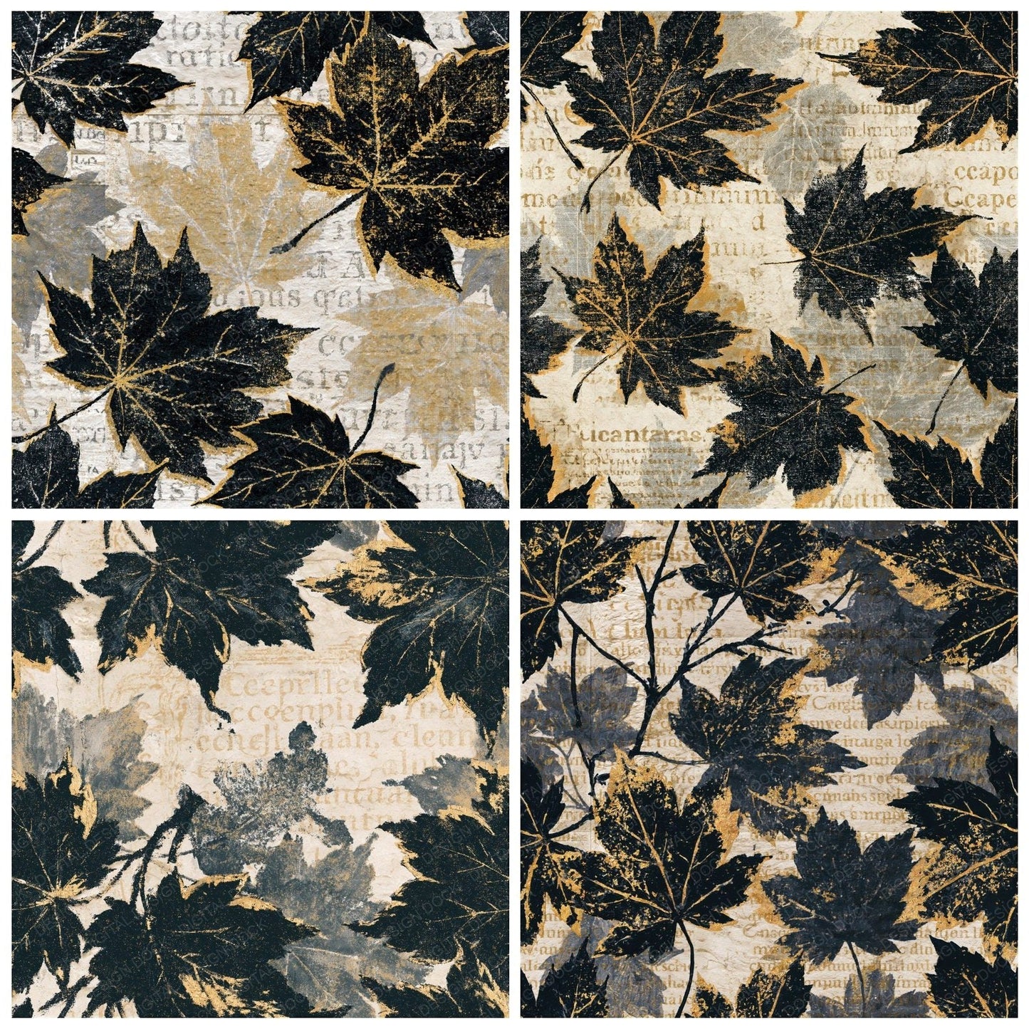 Lithograph Maple Leaves Bone Seamless Digital Paper Pack (DDD015608)