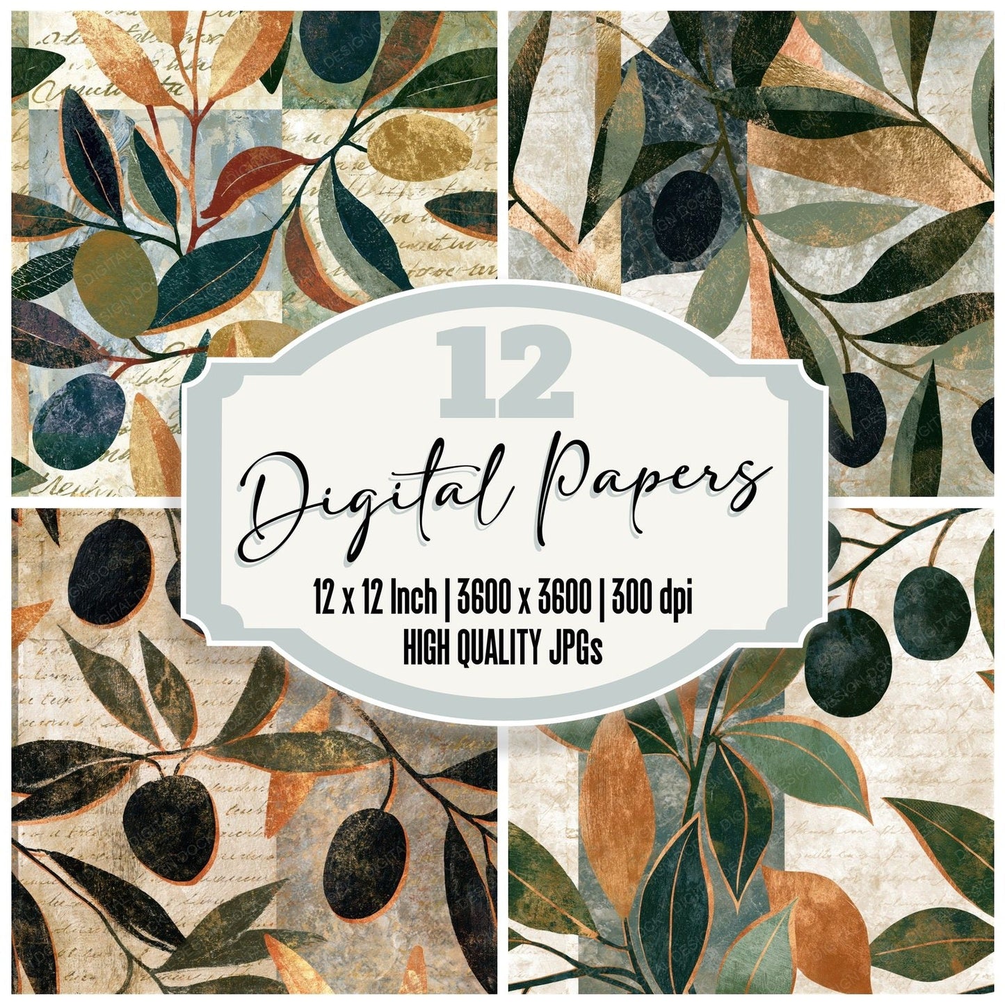 Lithograph Olives Bone Seamless Digital Paper Pack (DDD015609)