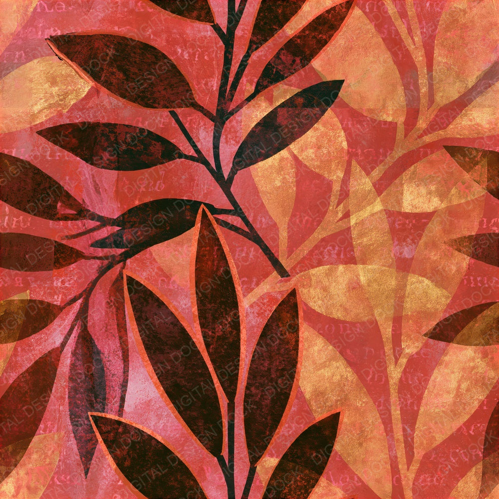 Layered Olive Branches Amber Rose Gold Seamless Digital Paper Pack (DDD015627)