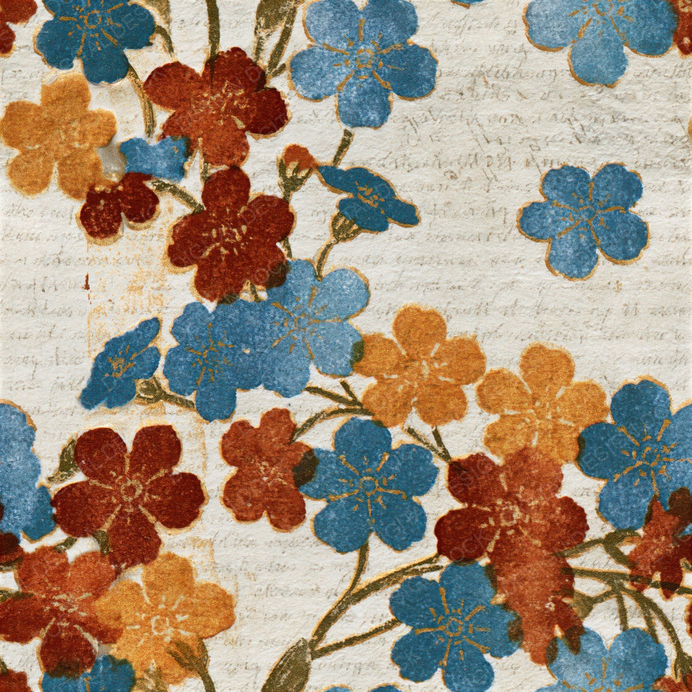 Monoprint Forget Me Nots Rust Seamless Digital Paper Pack (DDD015654)