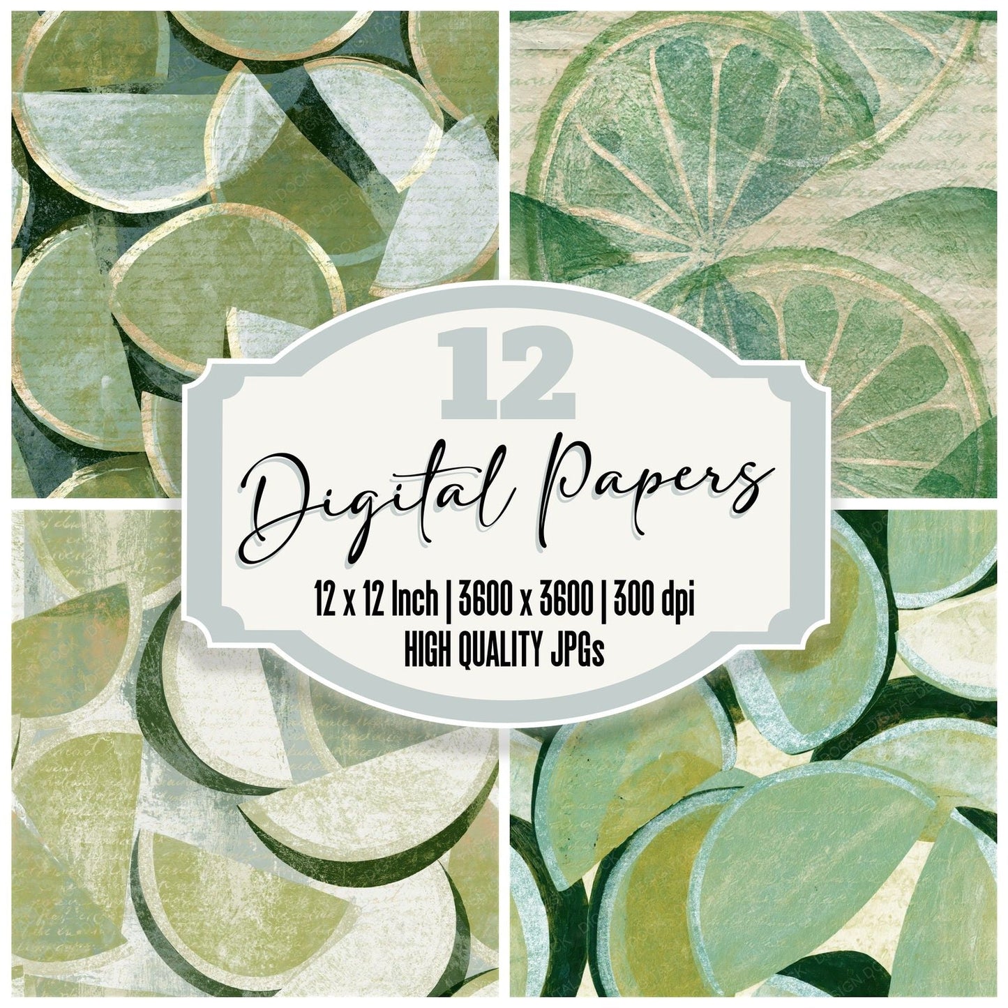 Monoprint Honeydew Sage Ivory Seamless Digital Paper Pack (DDD015655)