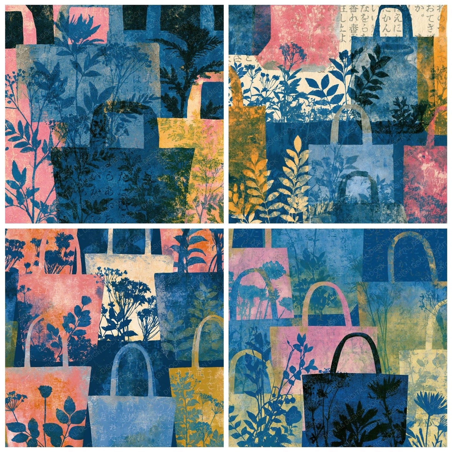 Cyanotype Pressed Tote Botanicals Digital Paper Pack (DDD015667)