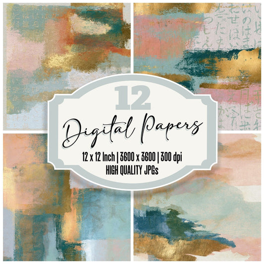 Egg Tempera Blush Mint Abstract Digital Paper Pack (DDD015668)