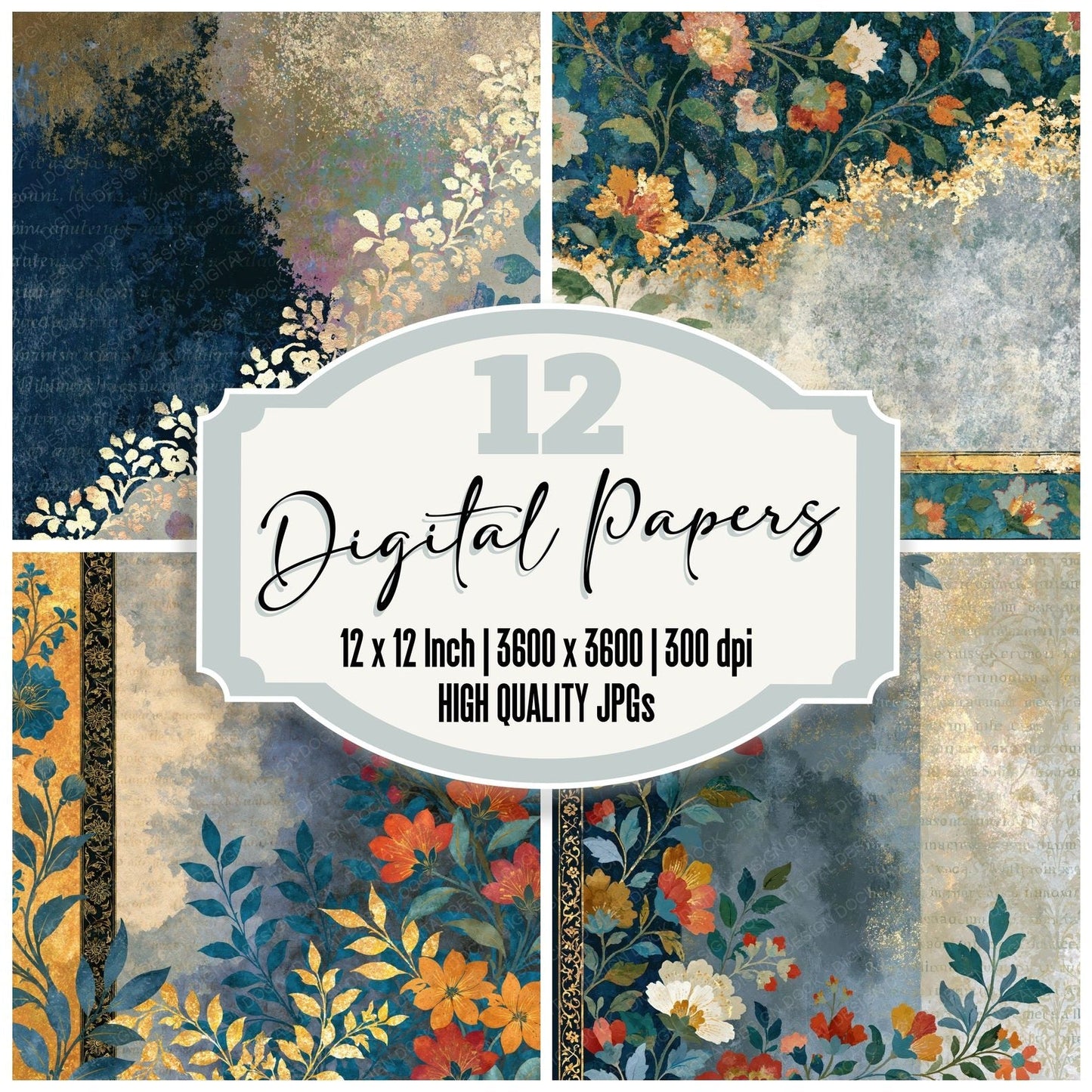 Mughal Graphite Cream Tonal Digital Paper Pack (DDD015672)
