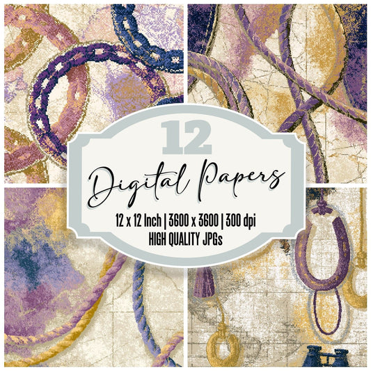 Pixel Lariats Lilac Mauve Gold Digital Paper Pack (DDD015675)