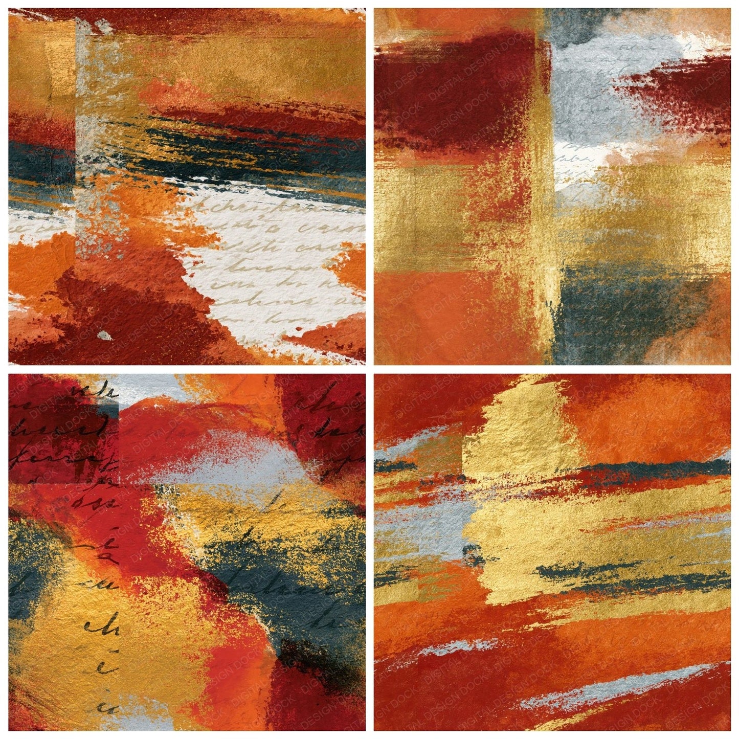 Sumi-e Rust Gold Abstract Seamless Digital Paper Pack (DDD015680)