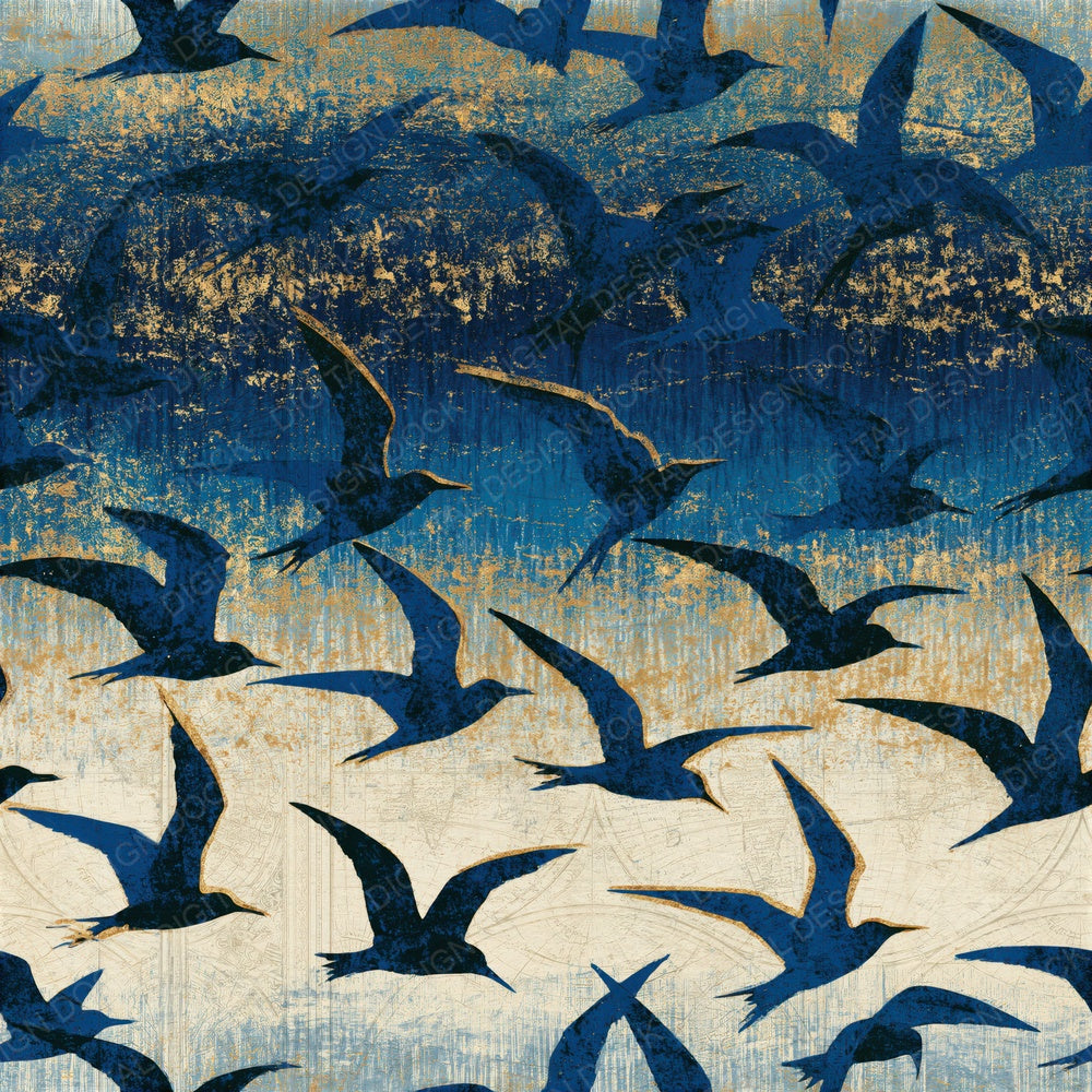 Etching Terns Navy Bone Seamless Digital Paper Pack (DDD015690)