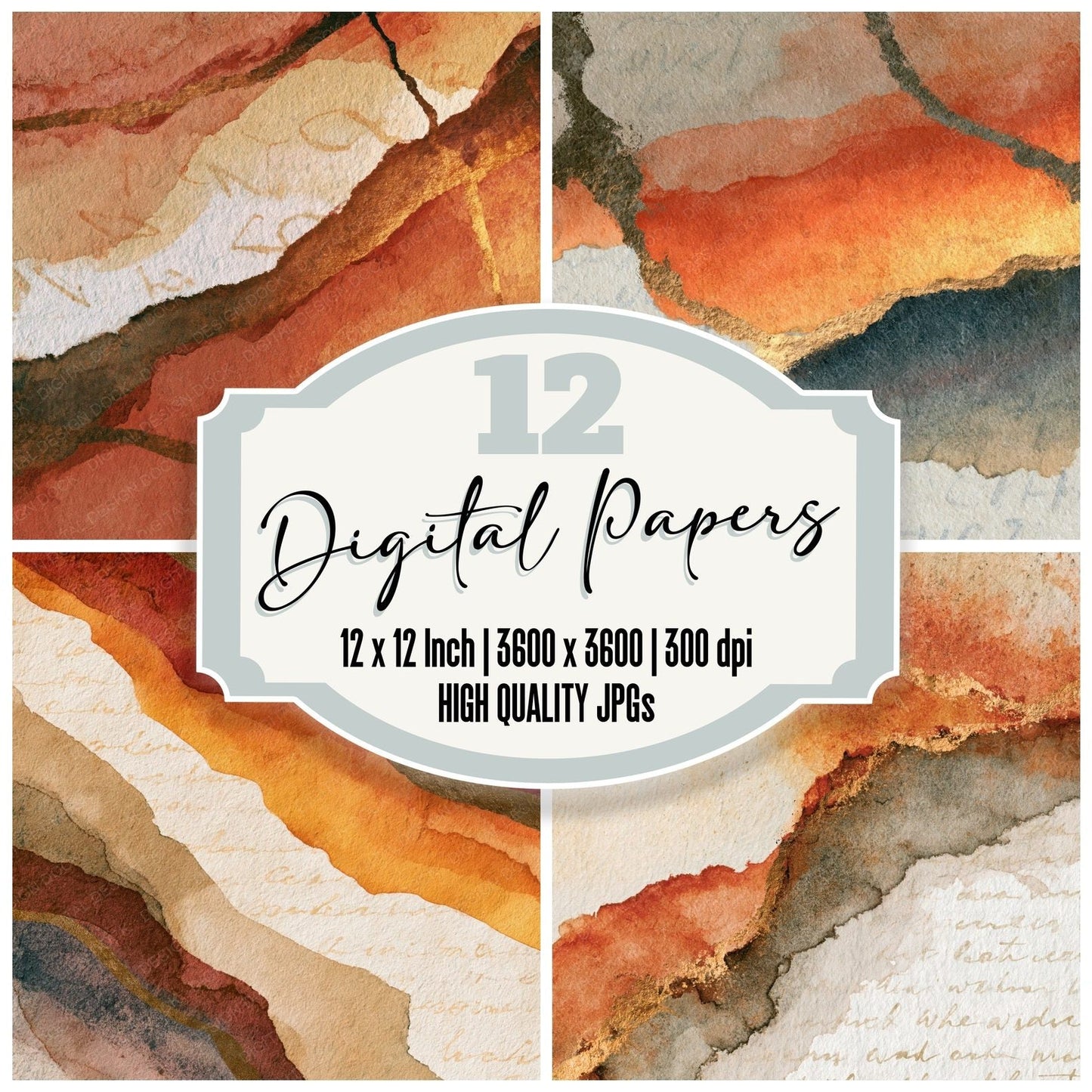 Ink Wash Terracotta Stone Tonal Digital Paper Pack (DDD015692)