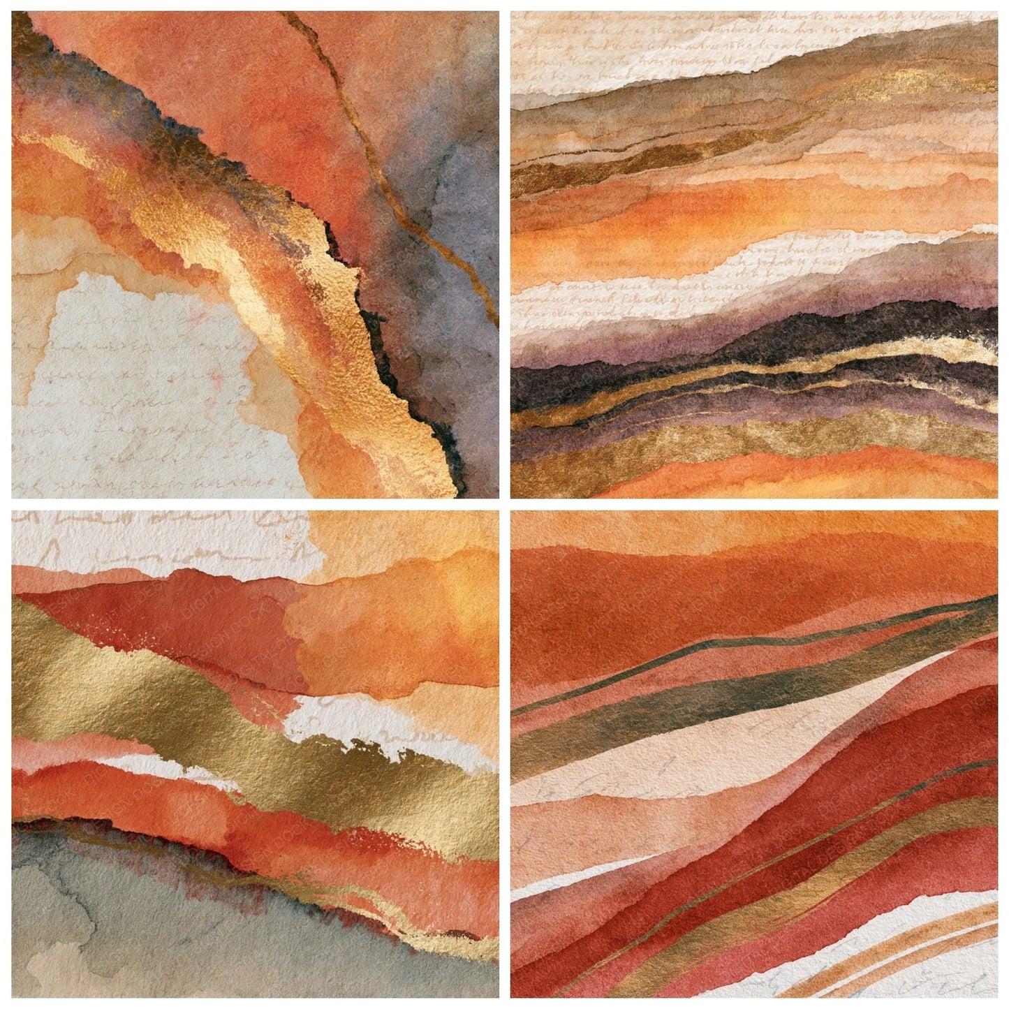Ink Wash Terracotta Stone Tonal Digital Paper Pack (DDD015692)