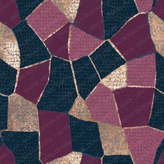 Mosaic Rose Wine Navy Abstract Digital Paper Pack (DDD015694)