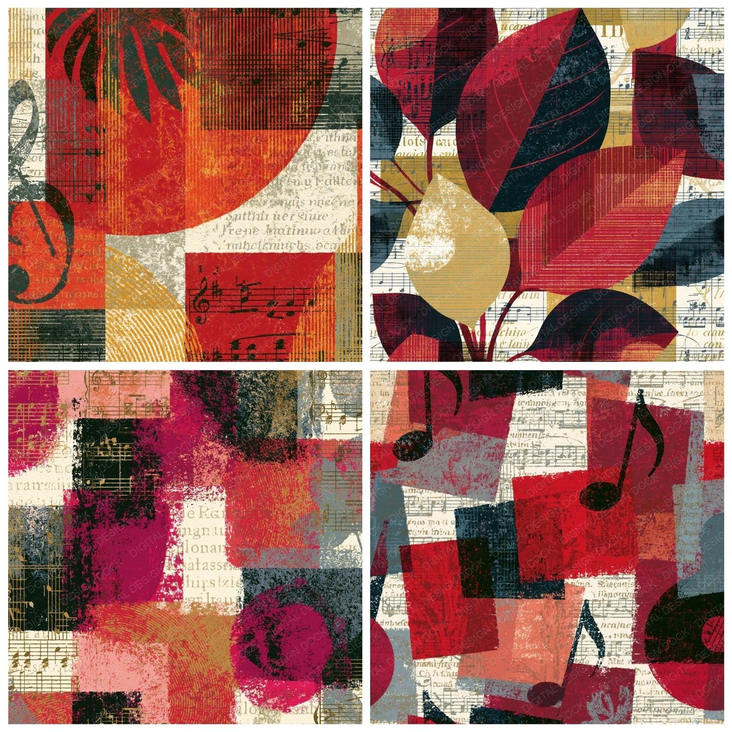 Op Art Sheet Music Cherry Currant Digital Paper Pack (DDD015697)