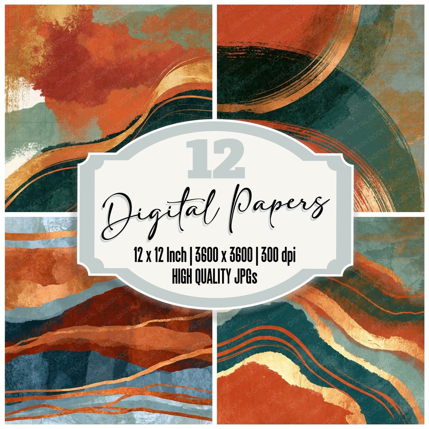 Sumi-e Terracotta Sage Tonal Digital Paper Pack (DDD015702)