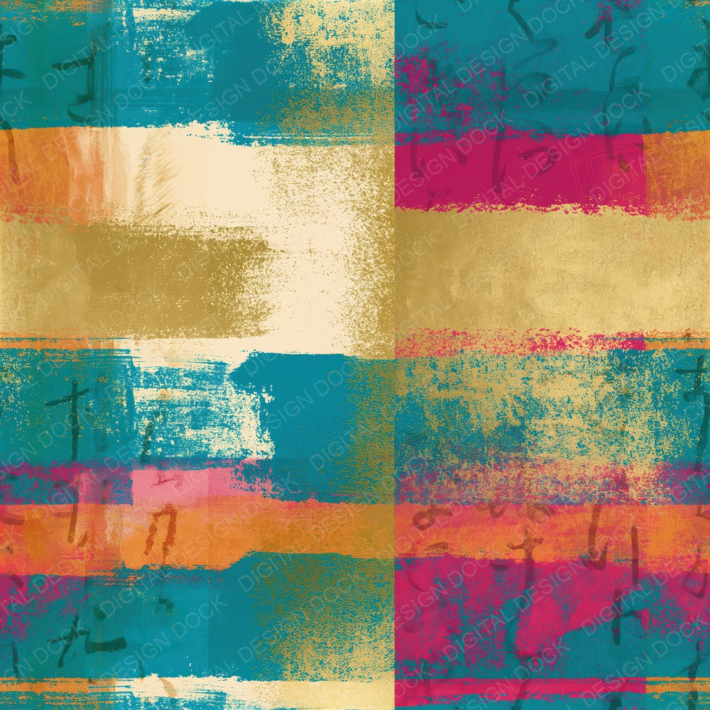 Richly Layered Turquoise Pink Ochre Abstract Seamless Digital Paper Pack (DDD015717)