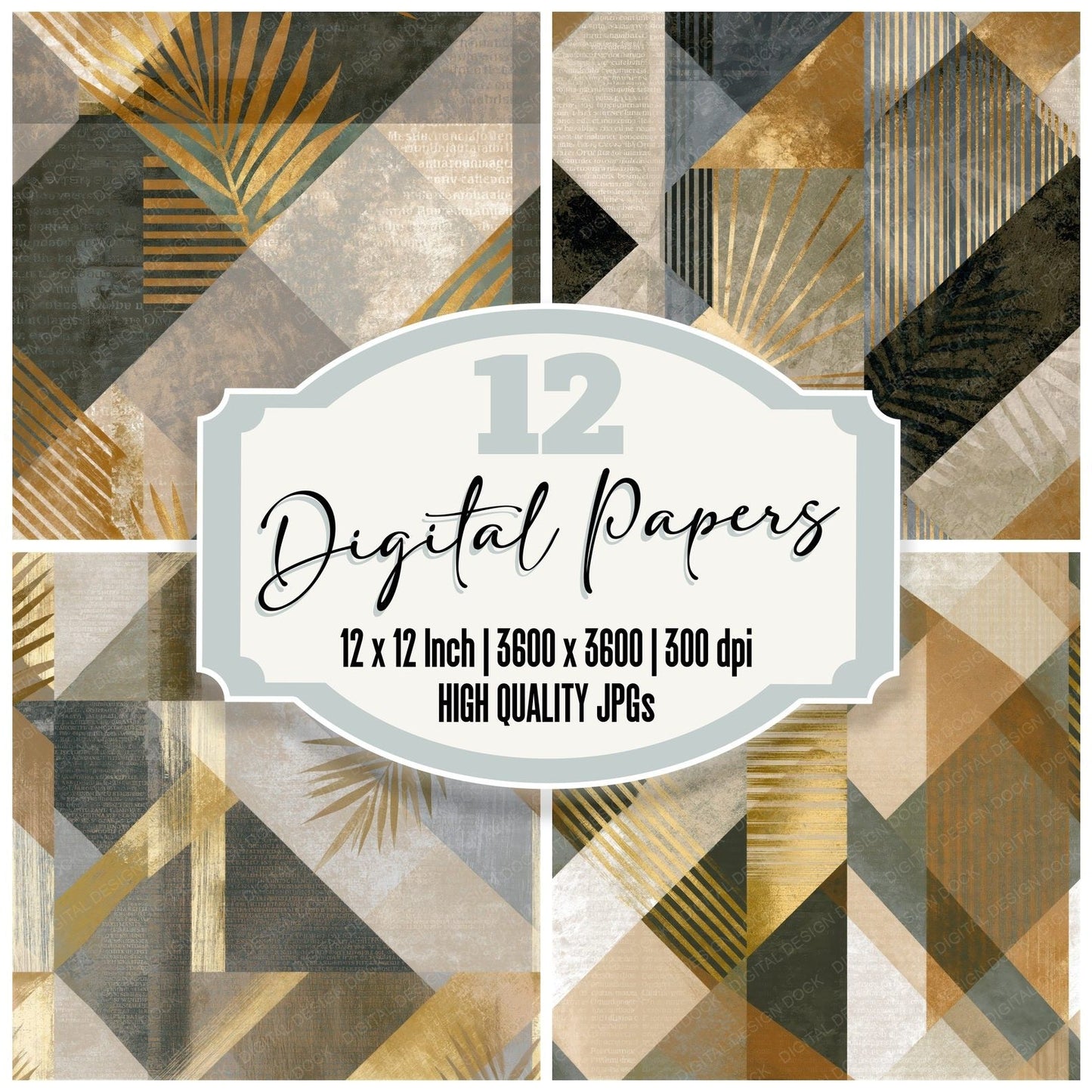 Constructivist Sand Biscuit Abstract Seamless Digital Paper Pack (DDD015728)
