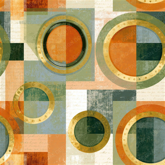 Cubist Submarine Portholes Apricot Seamless Digital Paper Pack (DDD015748)