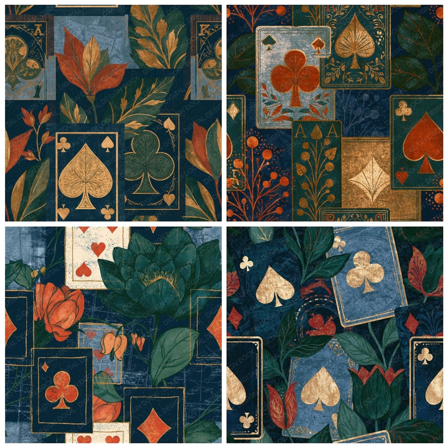 Drypoint Royal Flush Midnight Copper Seamless Digital Paper Pack (DDD015750)