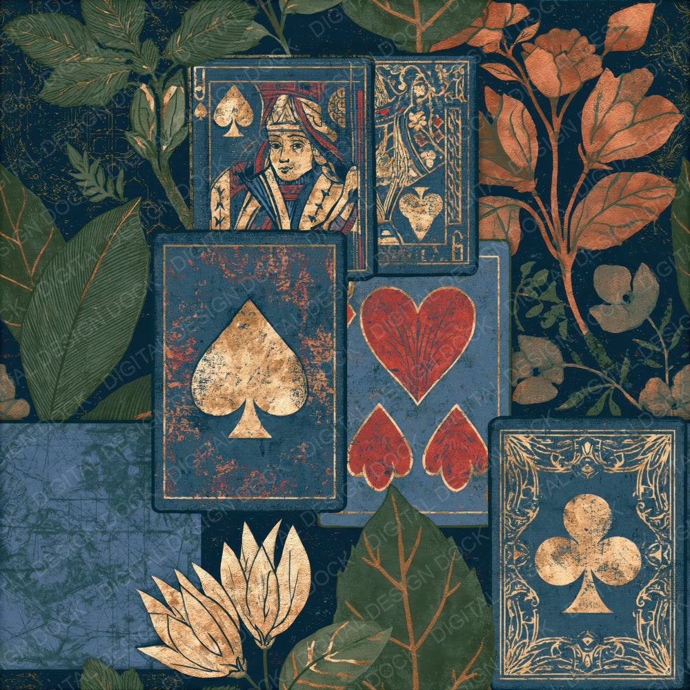 Drypoint Royal Flush Midnight Copper Seamless Digital Paper Pack (DDD015750)