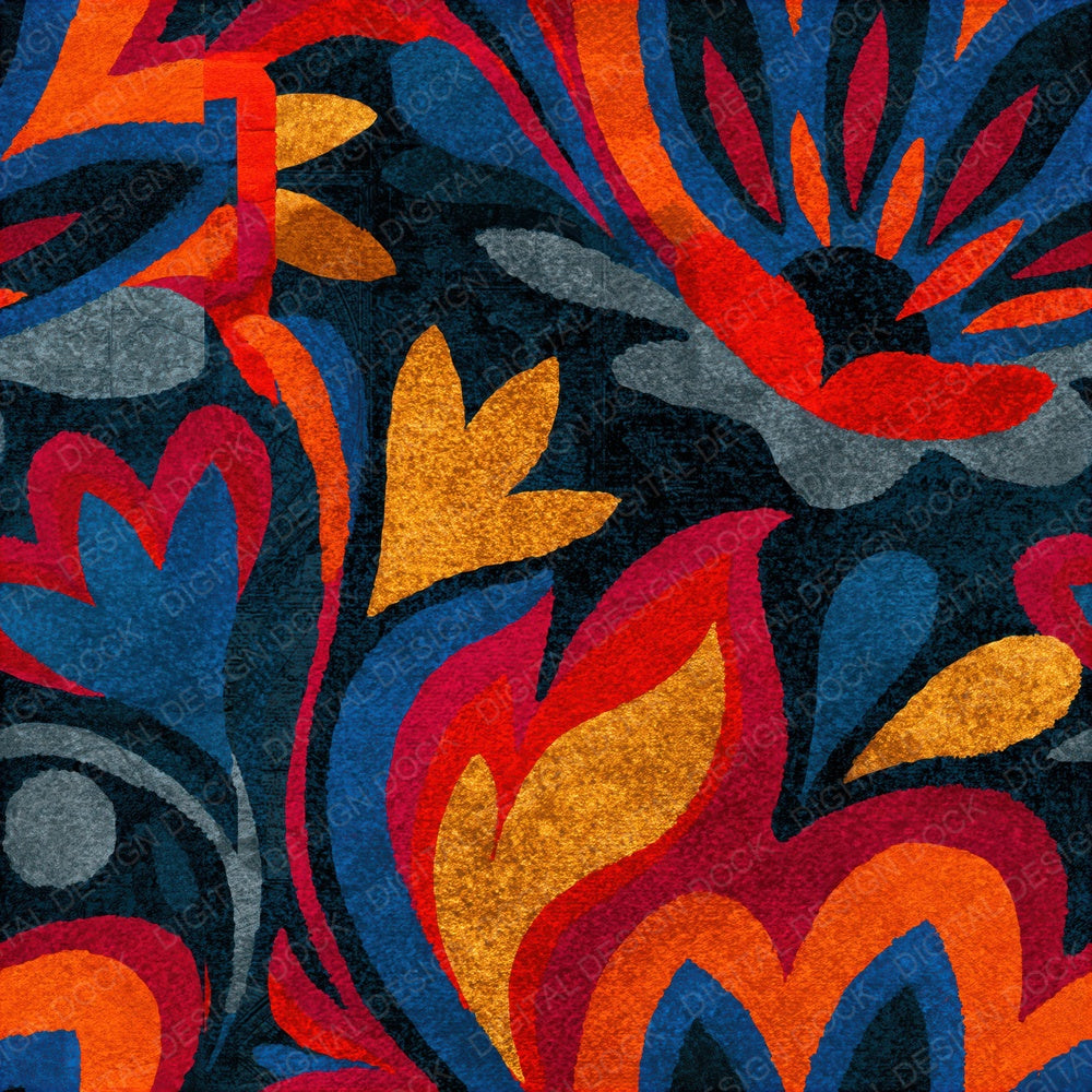 Mexican Folk Art Slate Ink Seamless Digital Paper Pack (DDD015757)