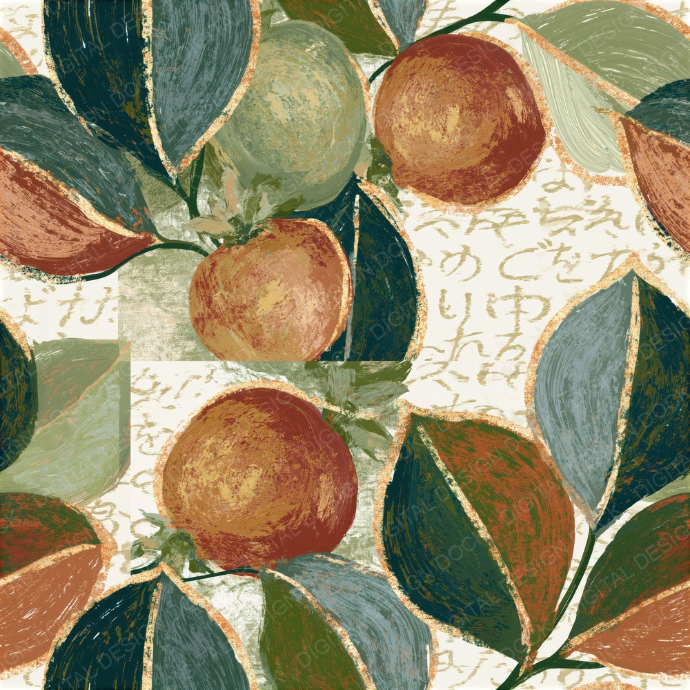 Oil Pastel Guavas Rust Bone Seamless Digital Paper Pack (DDD015758)