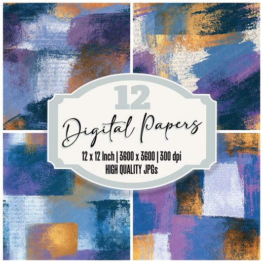 Sparse Modern Periwinkle Plum Abstract Seamless Digital Paper Pack (DDD015761)