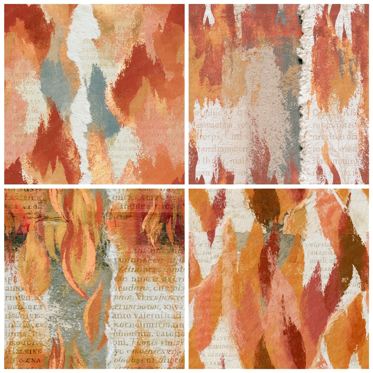 Torn Paper Campfire Terracotta Seamless Digital Paper Pack (DDD015764)