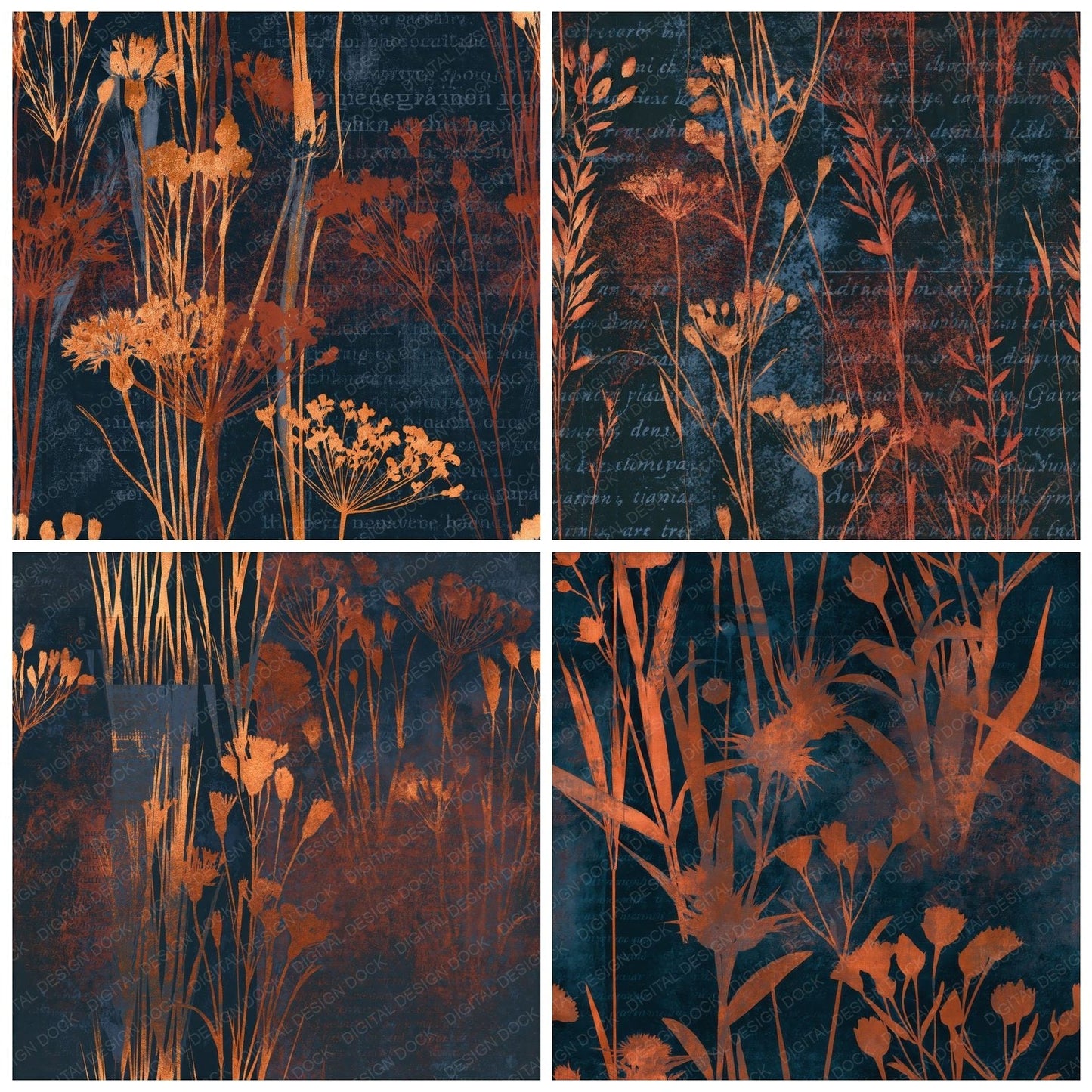 Blueprint Prairie Copper Ink Seamless Digital Paper Pack (DDD015768)