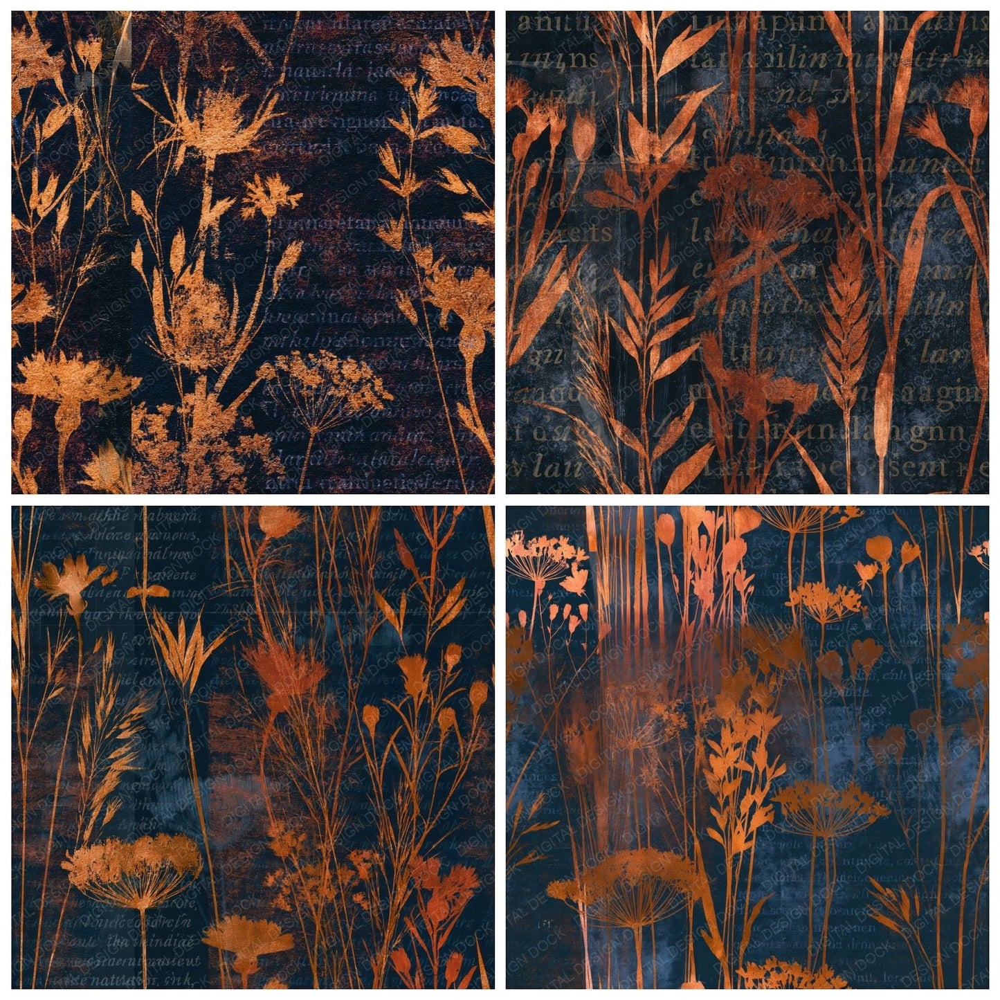 Blueprint Prairie Copper Ink Seamless Digital Paper Pack (DDD015768)
