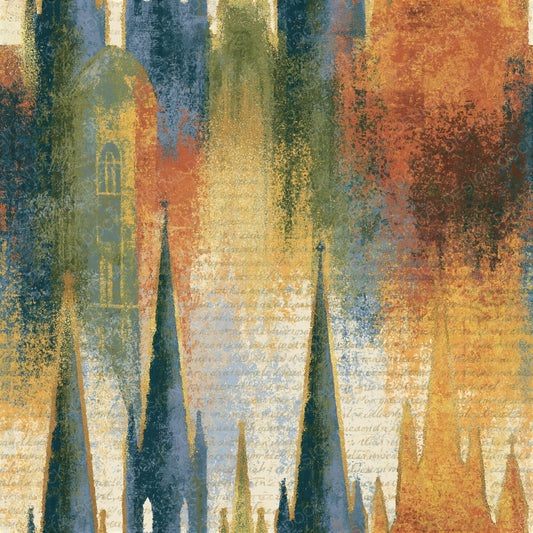 Impressionist Church Spires Terracotta Seamless Digital Paper Pack (DDD015770)