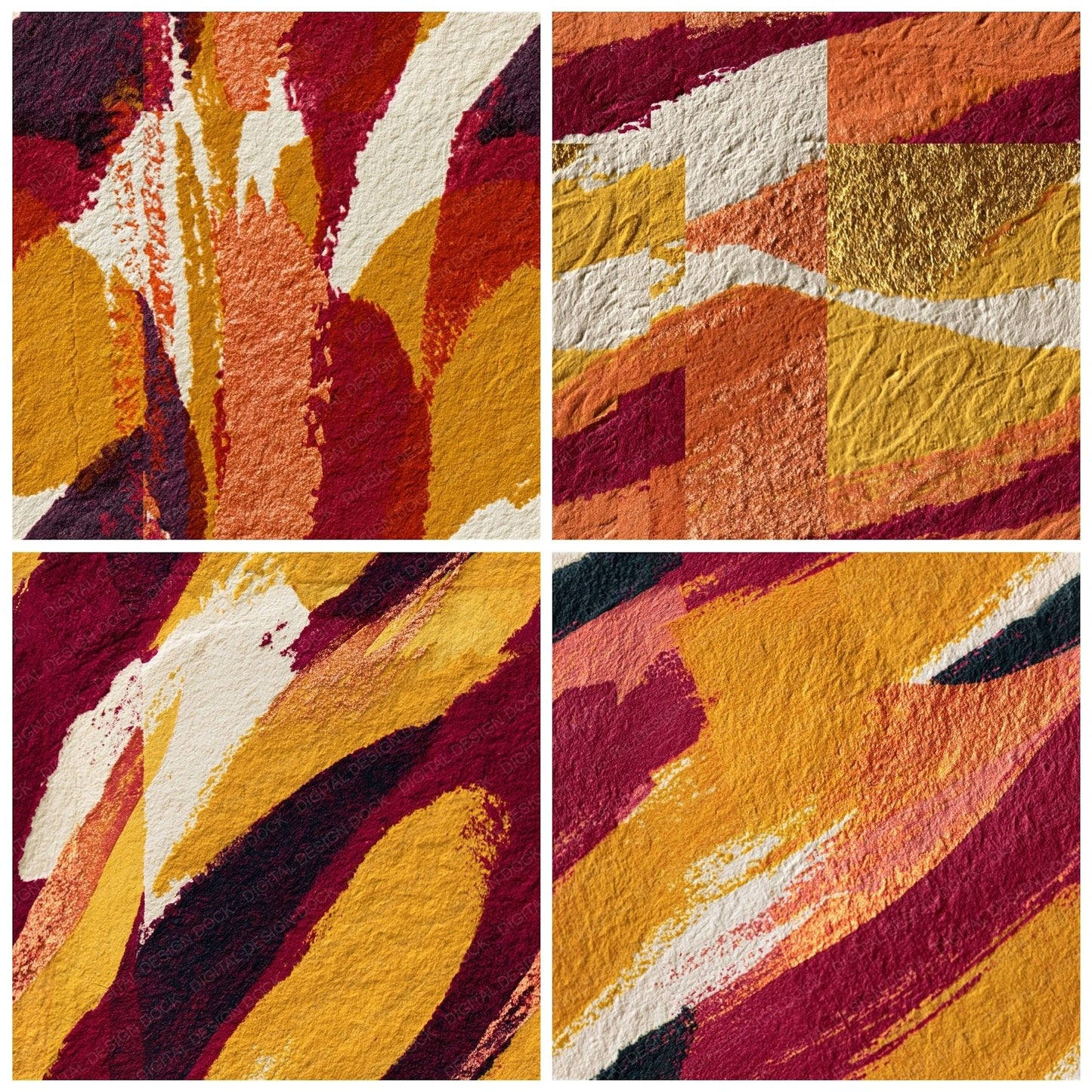 Letterpress Curry Pomegranate Texture Seamless Digital Paper Pack (DDD015771)