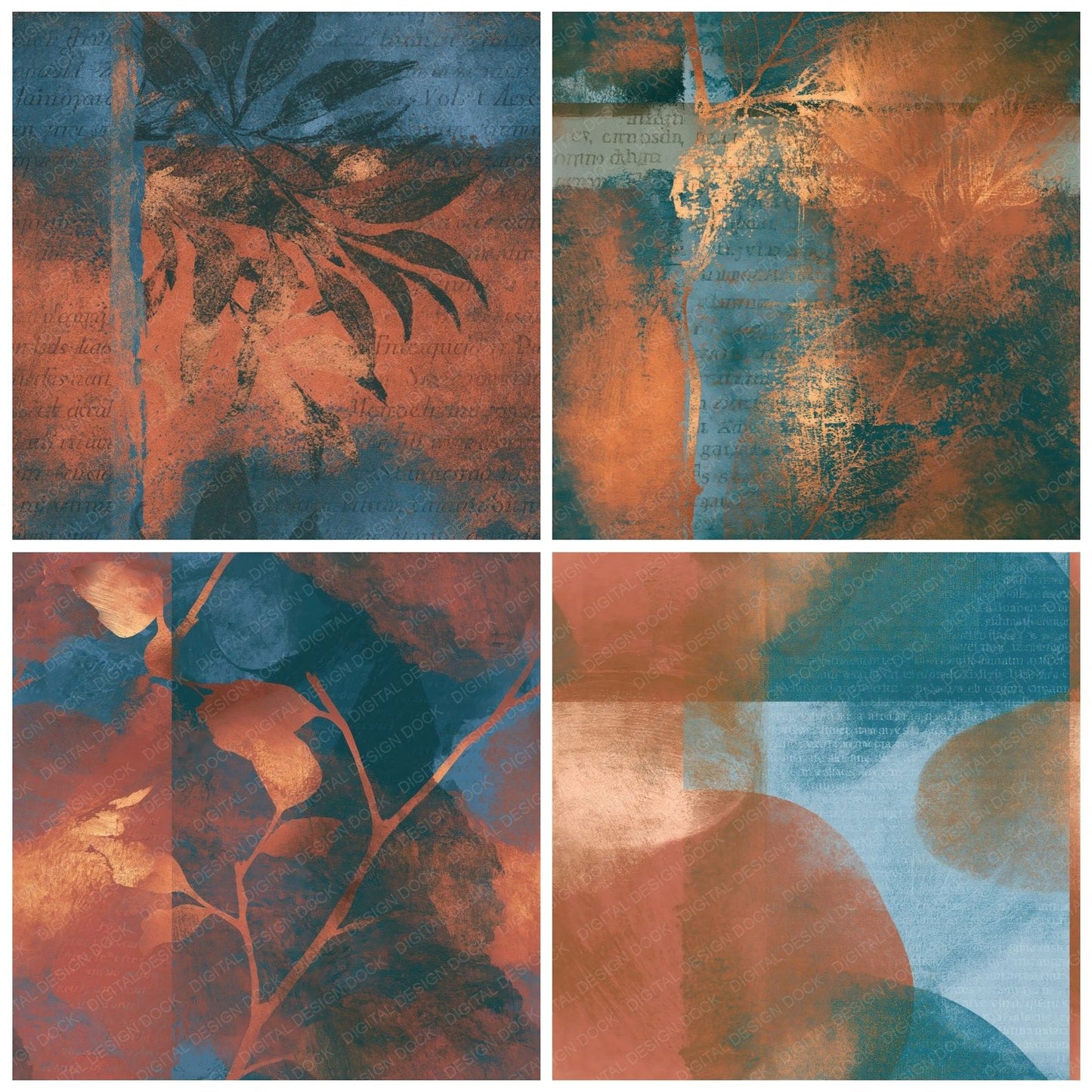 Mezzotint Terracotta Azure Tonal Seamless Digital Paper Pack (DDD015773)