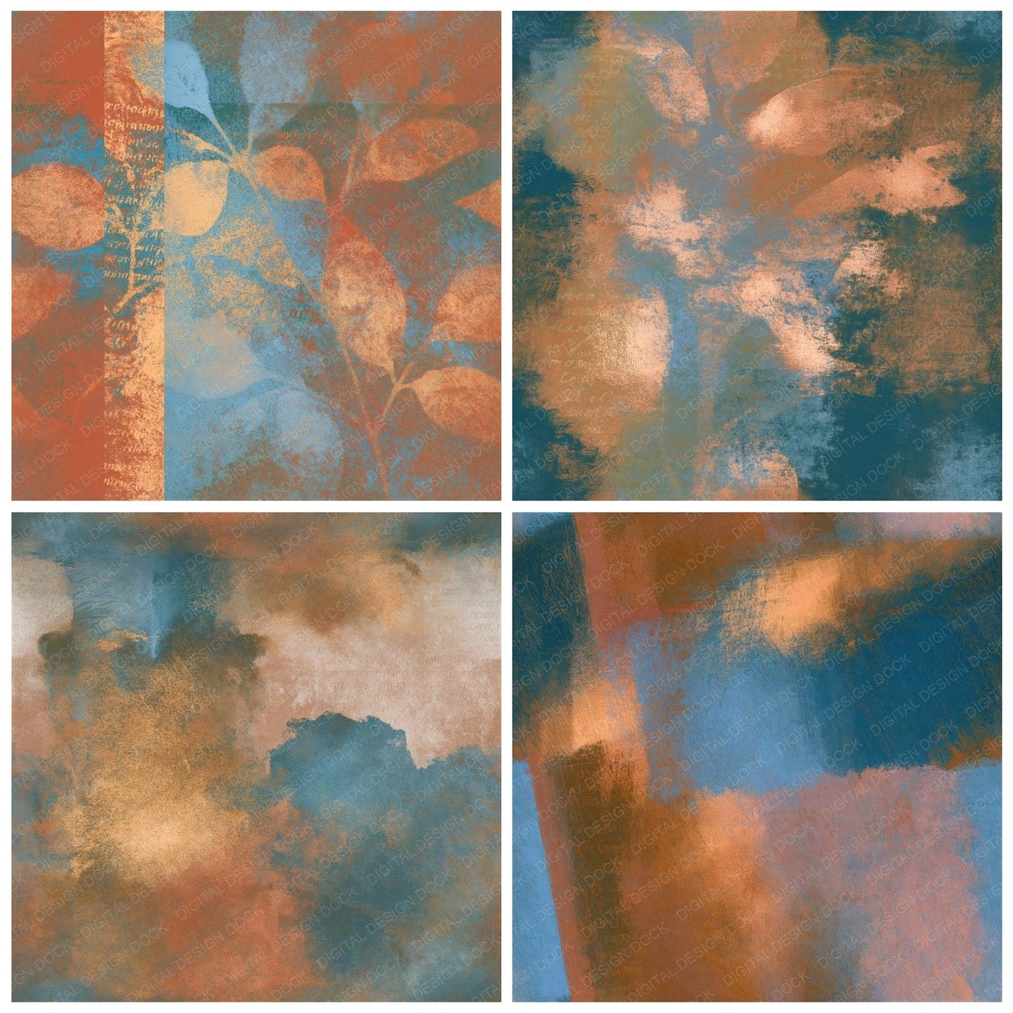 Mezzotint Terracotta Azure Tonal Seamless Digital Paper Pack (DDD015773)