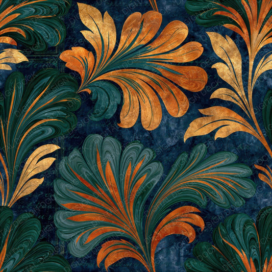 Paper Marbling Midnight Copper Abstract Seamless Digital Paper Pack (DDD015778)
