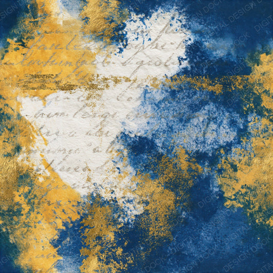 Surrealist Cobalt Yellow Abstract Seamless Digital Paper Pack (DDD015782)