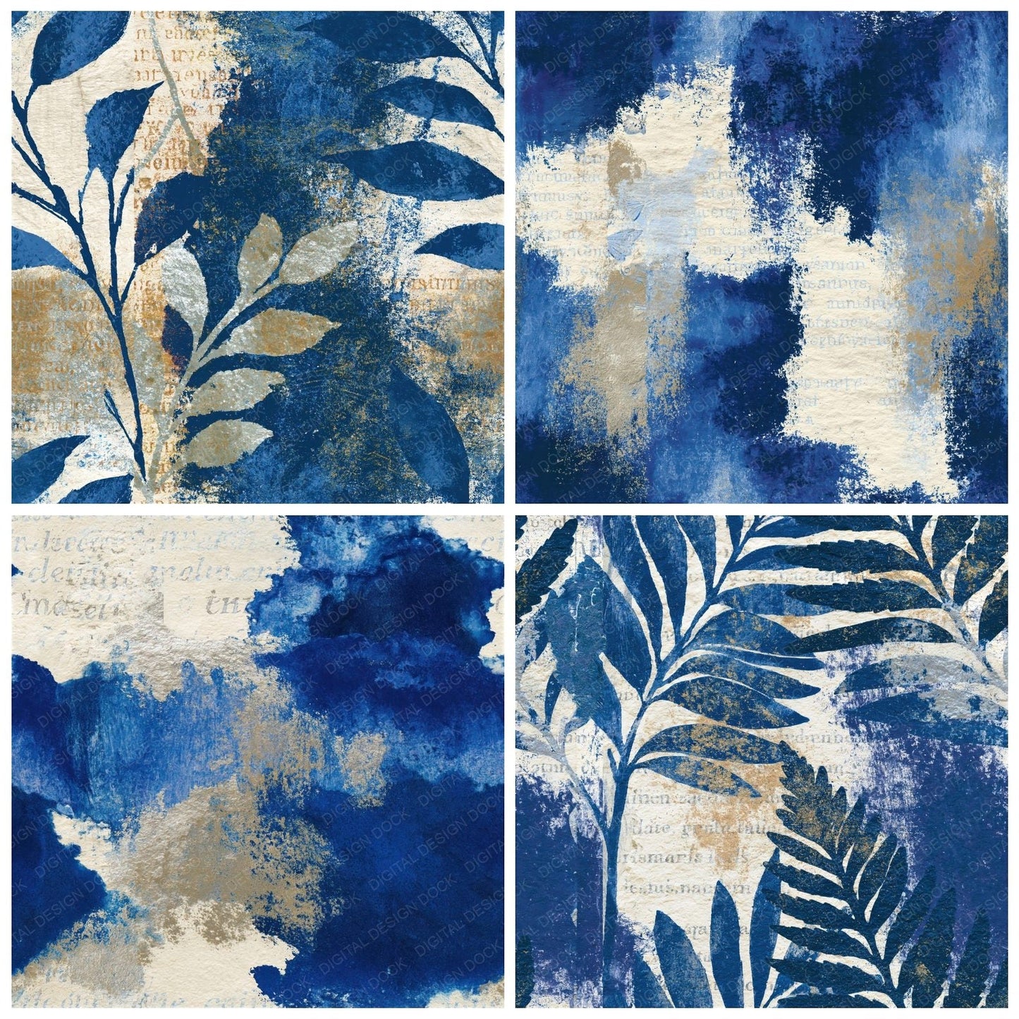 Lithograph Indigo Ivory Tonal Seamless Digital Paper Pack (DDD015788)